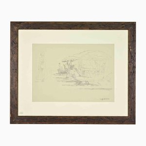 Sigfrido Oliva, Am Strand, Zeichnung auf Papier, 1980er