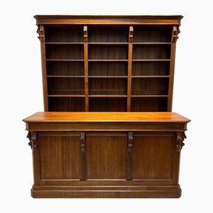 Antike handgeschnitzte Theke mit Bücherregal