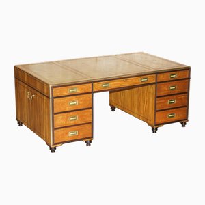 Large Double Sided Military Campaign Twin Pedestal Desk