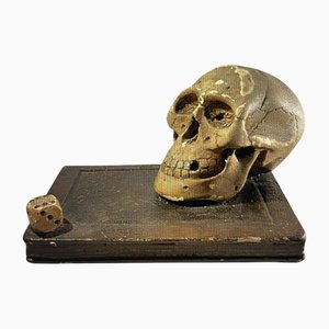 Patinated Plaster It Is Appointed for Men to Die Once Vanitas Curiosity Object, 1900