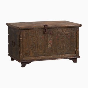 Antique Floral Carved Chest, 1820s