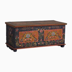 Antique Trunk with Floral Motifs, 1870s