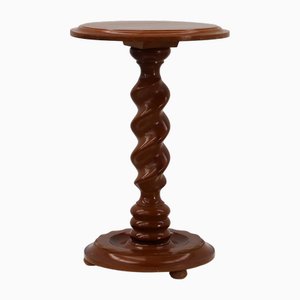 French Art Deco Oak Side Table with Twisted Base, 1940s