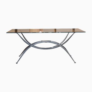 Sculptural Centre Table with Glass Top and Wrought Iron Frame