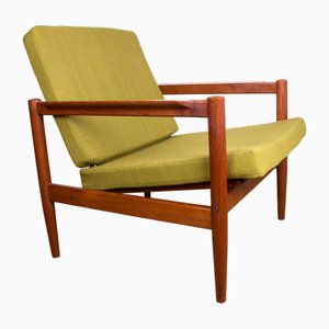 Danish Teak and Fabric Lounge Chair by Børge Jensen & Sønner for Bernstorffsminde Møbelfabrik A/S, 1960s
