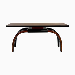 Art Deco Italian Console Table in Walnut and Maple Burl, 1940s