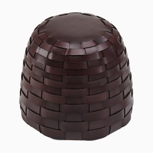 Trama Pouf aus schokoladenfarbenem Leder von Viola Tonucci