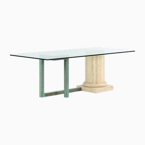 Mesa de comedor Sillar con columna de mármol travertino italiano de Joaquín Moll para Meddel