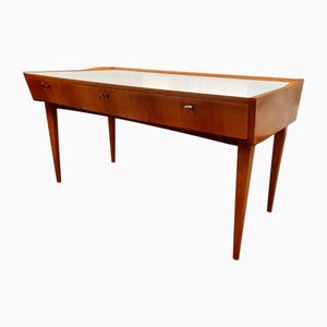 Scrivania Mid-Century moderna in ciliegio e formica, anni '50