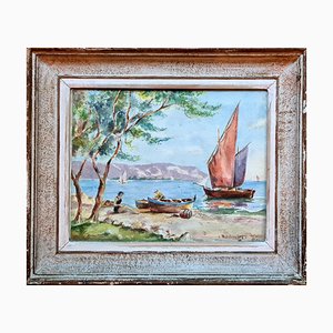 Madelaine Geoffroy, Day at the Beach, Gouache & Watercolour, 1950s