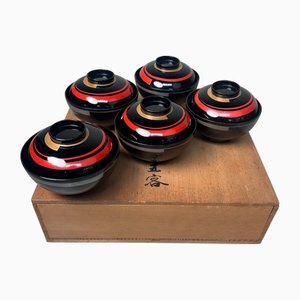 Japanische Lackschalen, 1970er, 5er Set