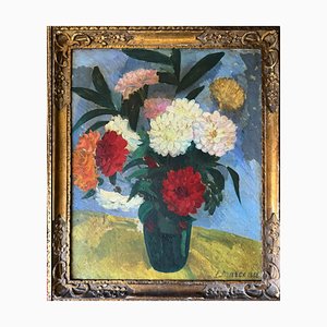 Bouquet of Peonies, 1800s, Oil on Canvas, Framed