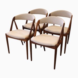 Sedia nr. 31 in teak e tessuto Hallingdal 65 di Kai Kristiansen per Schou Andersen, anni '60, set di 4