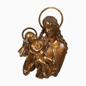Sacred Bronze Bas-Relief Sculpture of the Madonna and Child, Cantù, 1960s