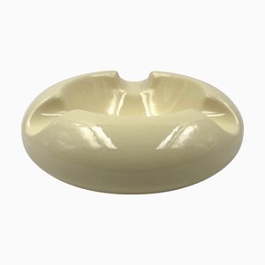 Space Age Cream Ceramic Ashtray from Sicart, Italy, 1970s
