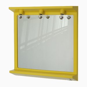 Space Age Illuminated Yellow Wall Mirror by Makio Hasuike, Italy, 1980s
