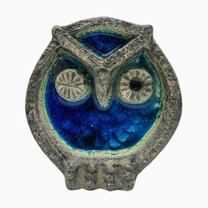 Scultura da parete vintage con gufo in ceramica e smalto, Norvegia, anni '70