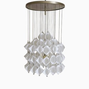 Lampada da soffitto in alluminio e vetro opalino di Mazzega, Italia, 1969