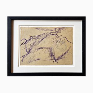 Christian Rohlfs, Berg mit Mond, Drawing, Certificate of Authenticity, Provenance: Paul Vogt, Essen