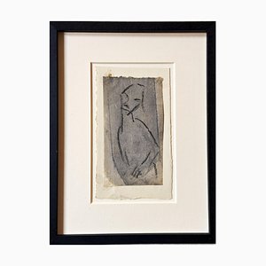 Christian Rohlfs, Männchen, Kohle & Aquarell, Echtheitszertifikat, Provenienz: Paul Vogt, Essen