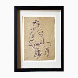 Christian Rohlfs, Man with Hat, Drawing, Certificate of Authenticity, Provenance: Paul Vogt, Essen