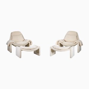 P60 Chairs and Ottomans by Vittorio Introini for Saporiti, 1960s, Set of 4