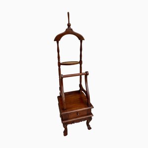 Perchero Chippendale inglés antiguo de madera con un cajón, década de 1890