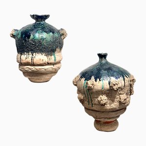 Mid-Century Handmade Sculptural Ceramic Vessels, 1960s, Set of 2