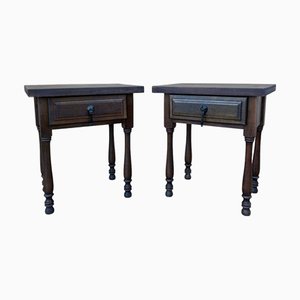 Tables de Chevet Vintage avec Tiroir, Espagne, 1940, Set de 2