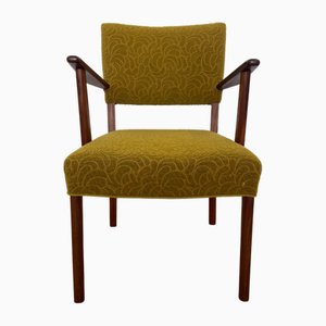 Chaise Vintage en Teck avec Tissu Vert, Danemark, 1970