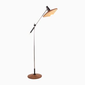 Grand Lampadaire Inclinable en Acier et Teck par Georges Frydman, 1960s