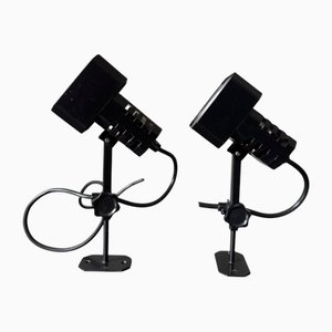 Danish Flipper Wall Sconces in Black, 1970s, Set of 2