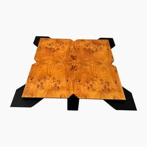 Tavolino da caffè vintage in radica, anni '80