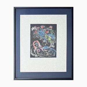 Marc Chagall, Couple sur fond noir, 1974, Litografia