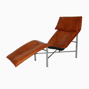 Swedish Cognac Leather Chaise Lounge by Tord Bjorklund, 1970s