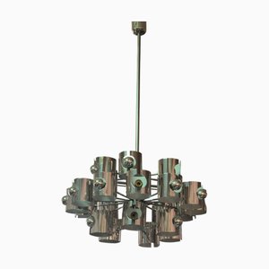 Lampadario Space Age in metallo cromato attribuito a Gaetano Sciolari, anni '70