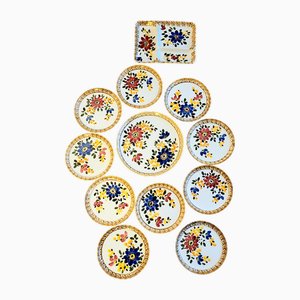 Vintage Earthenware Plates and Dishes, Italy, 1970s, Set of 12