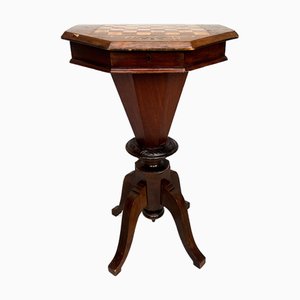 Antique Inlaid Chess Trumpet Sewing Table