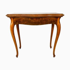 Vintage Console or Game Table in Mahogany Veneer and Green Felt, 1920s