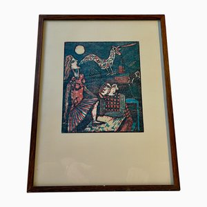 Seppo Mattinen, Naiver lithographischer Farbholzschnitt, 1970er