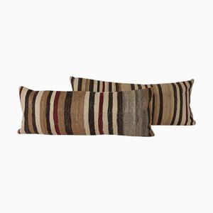 Federe Kilim a righe con motivi geometrici, Turchia, set di 2
