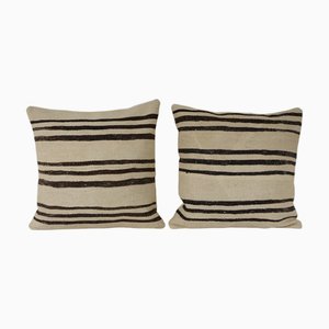 Federe Kilim bianche fatte a mano, Turchia, set di 2