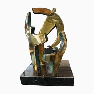 Modernist Gilded Bronze and Marble Sculpture by Gaudio, 1990s