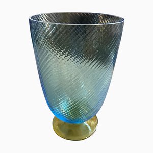 Modern Blue and Yellow Murano Glass Vase by Carlo Moretti, 1980s