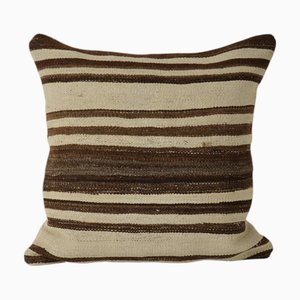 Gestreifter Kissenbezug aus Hanf und Wolle