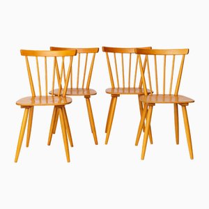 Vintage Dutch Kitchen Chairs with Beech Frames, 1960s, Set of 4