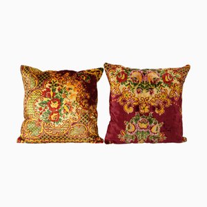 Vintage Turkish Velvet Cushion Covers, Set of 2
