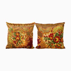Vintage Floral Velvet Lumbar Cushion Covers, Set of 2