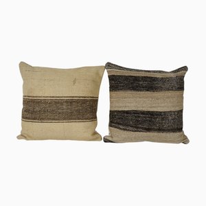 Turkish Hemp Kilim Cushion Covers, Set of 2
