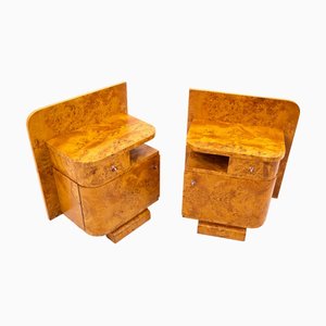 Art Deco Bedside Tables, Poland, 1930s, Set of 2